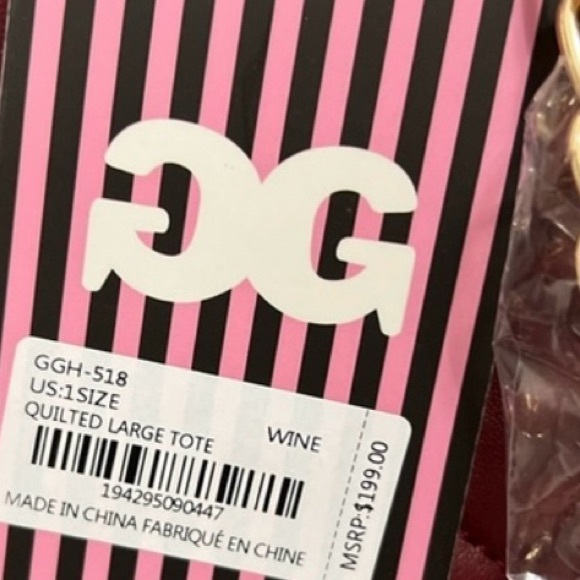 Large Gilda Paris Quilted Vegan Leather Wine Tote bag - Picture 4 of 4